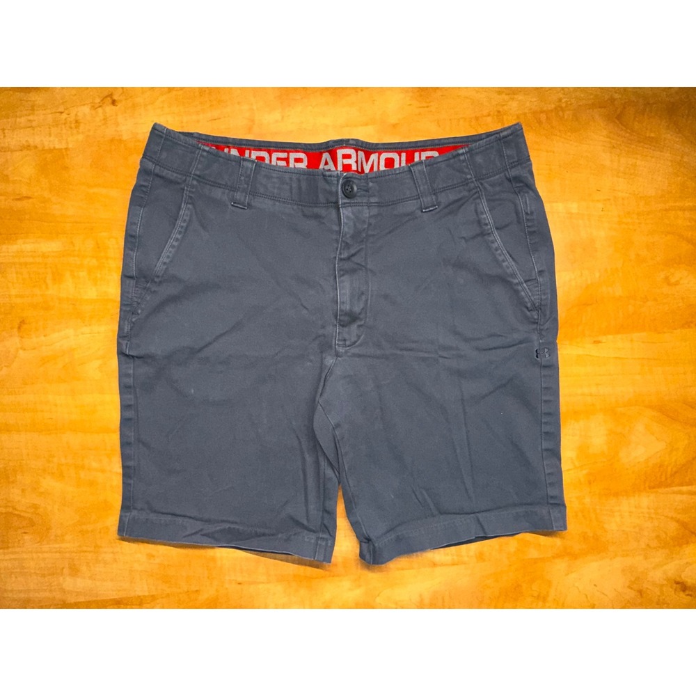 Under Armour Mens Chino Shorts 36 Gray Performance Golf Casual D-Ring Flat Front